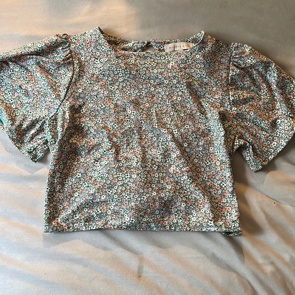 Floral Flutter Sleeve Open Back Top